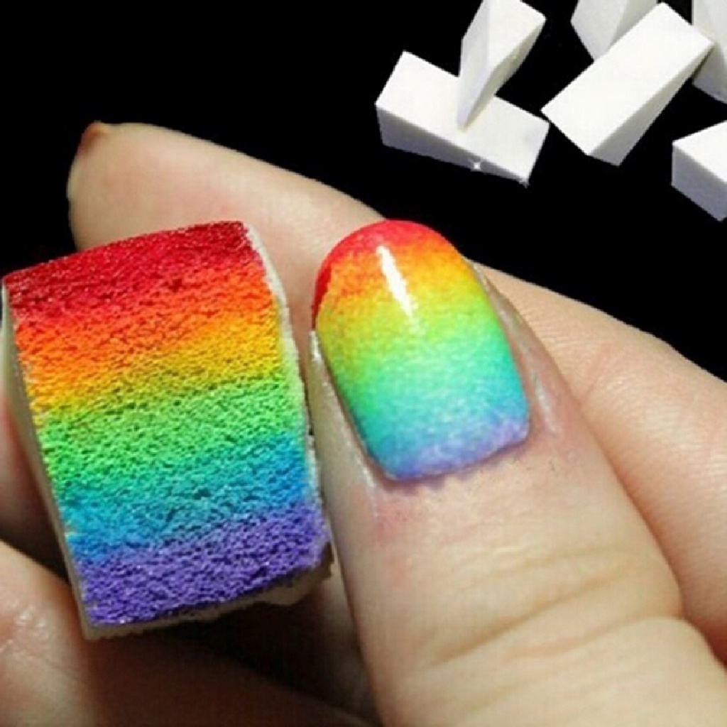 Mornin 10pcs Spons Segitiga Warna Gradasi Untuk Nail Art