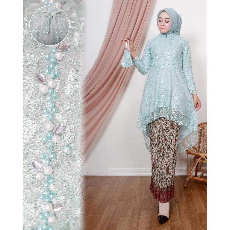 Kebaya Remaja Terbaru / Kebaya Aurora Zahra Mutiara Payet ST / Kebaya Wisuda / Kebaya Seragam Nikah / Kebaya Brukat Payet Modern