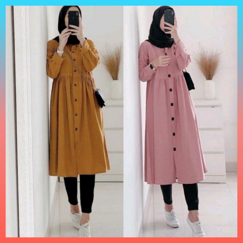 Long tunik / Tunik Crinkle / Tunik premium / Baju Atasan wanita tunic / Baju Tunik Muslim Wanita Pol