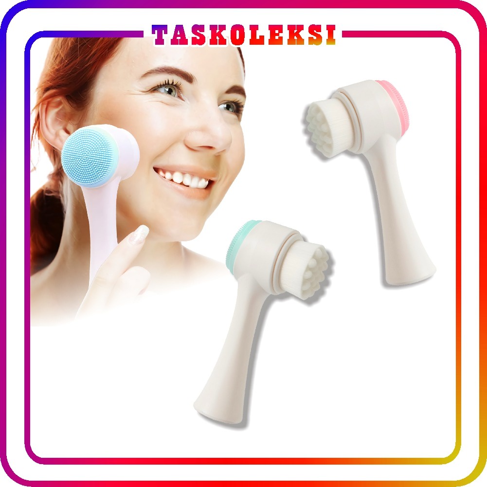 ☛TK☚ R410 Alat Cuci Muka Silikon Brush Pembersih Muka 3D Sikat Pijat 2 Sisi