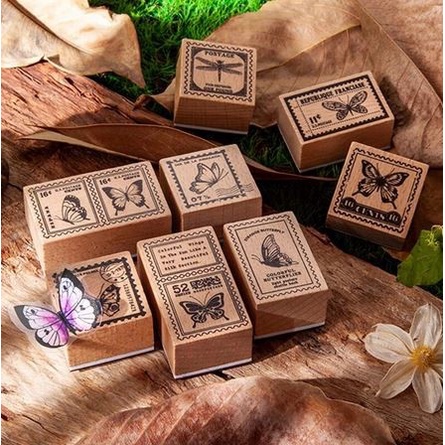 Wooden Stamp - Vintage Butterfly Frame Series