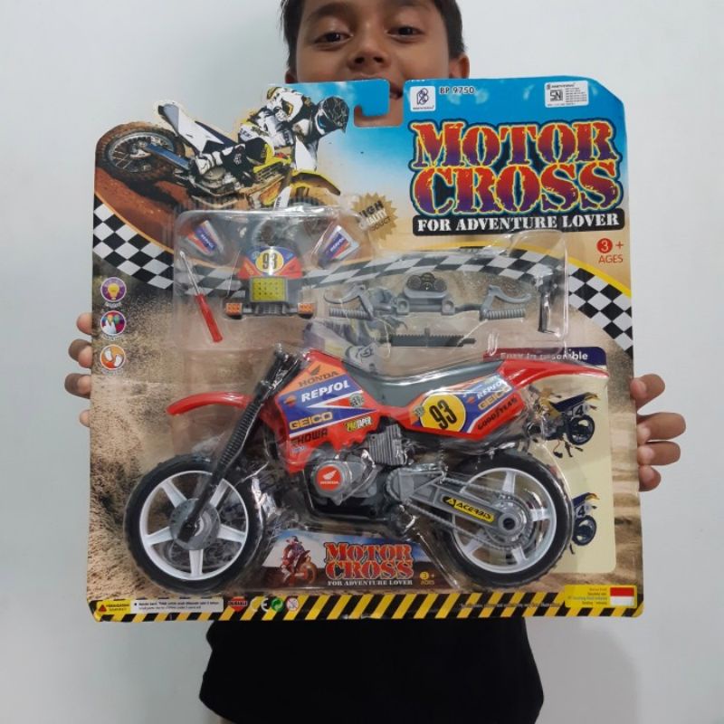 Mainan Moto Cross Rakit Besar - Miniatur Motor Trail Anak Laki Cowok