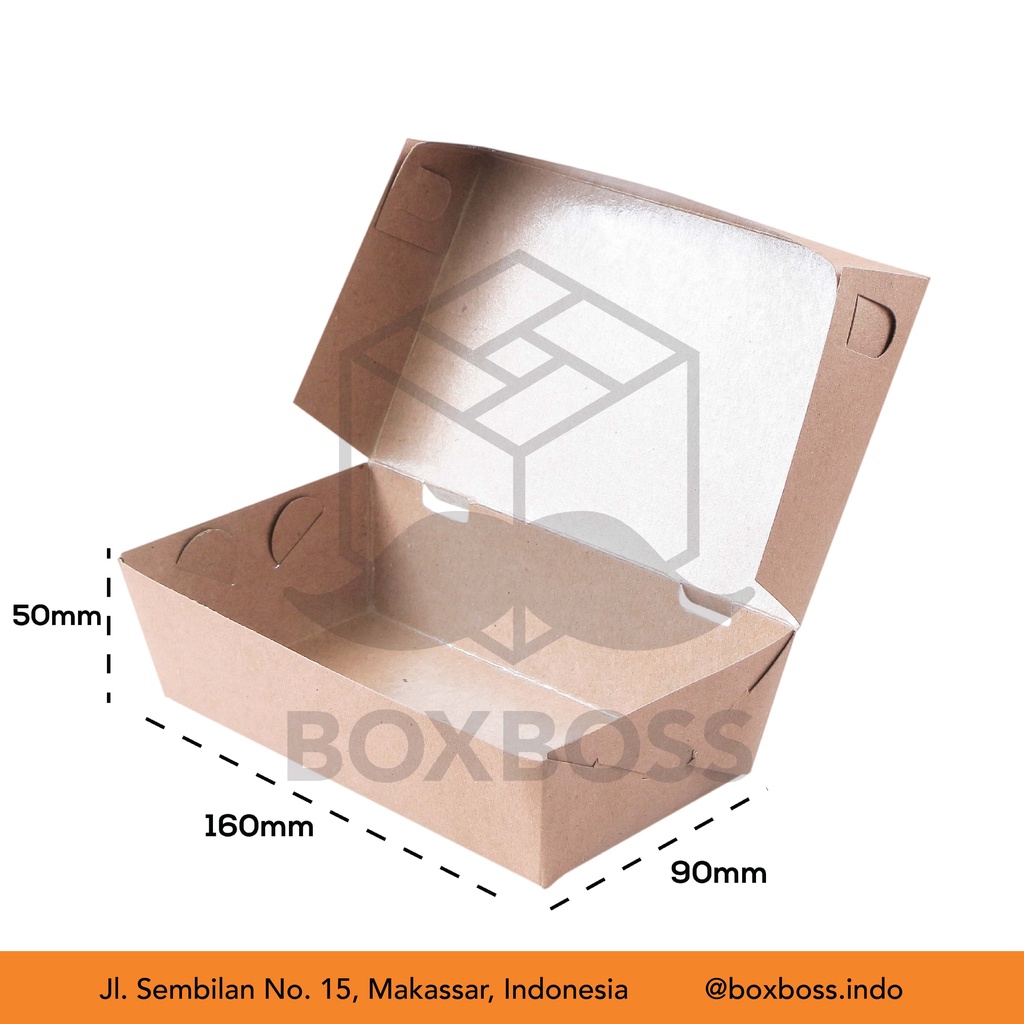 Paper Lunch Box (Box Kertas Makanan) 160 x 90 x 50 mm PE