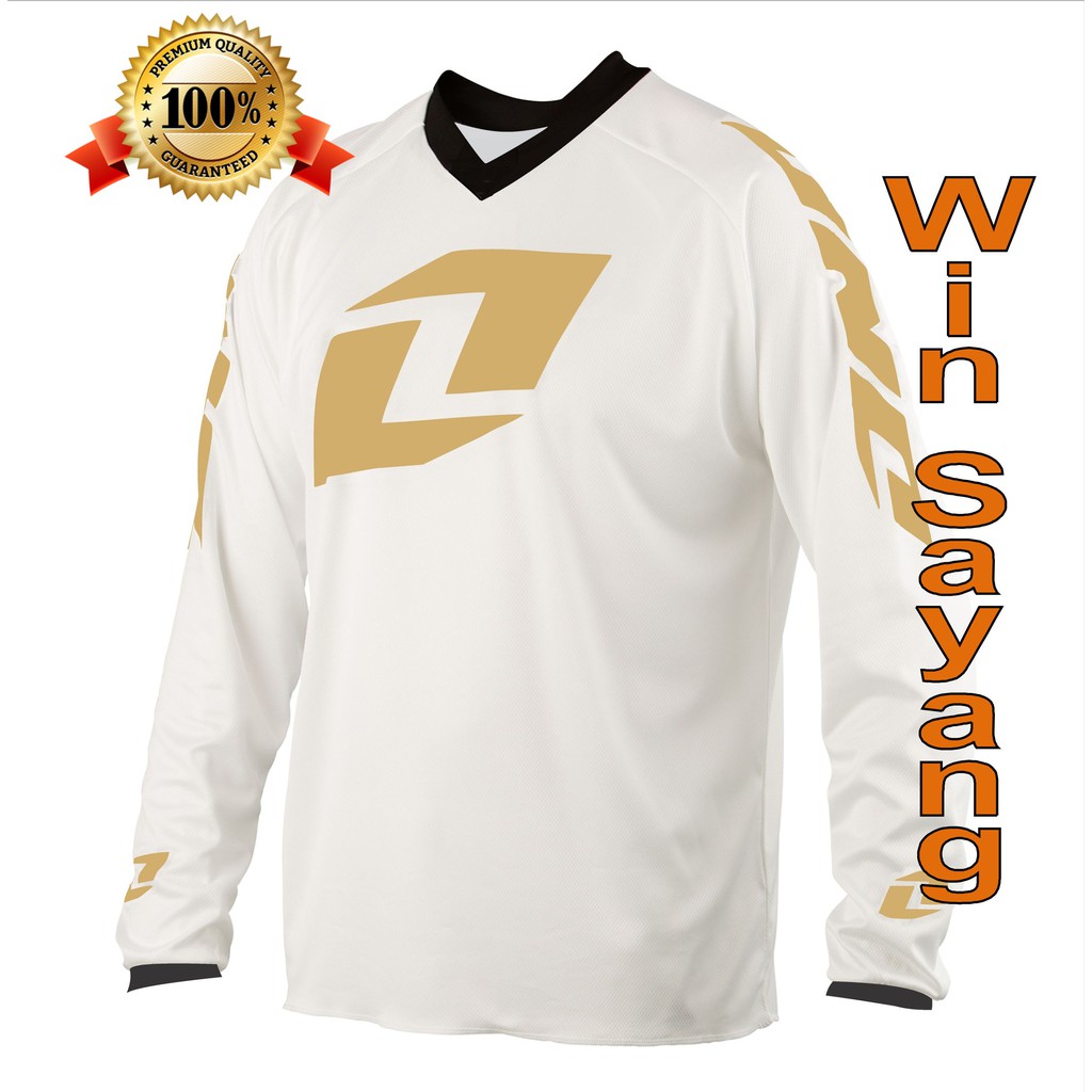 Jersey Sepeda Gowes One Putih List Gold