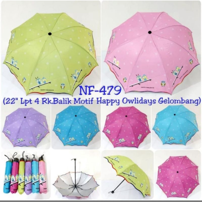 Payung Lipat Motif BURUNG HANTU HAPPY OWLIDAYS NAGOYA NF-479