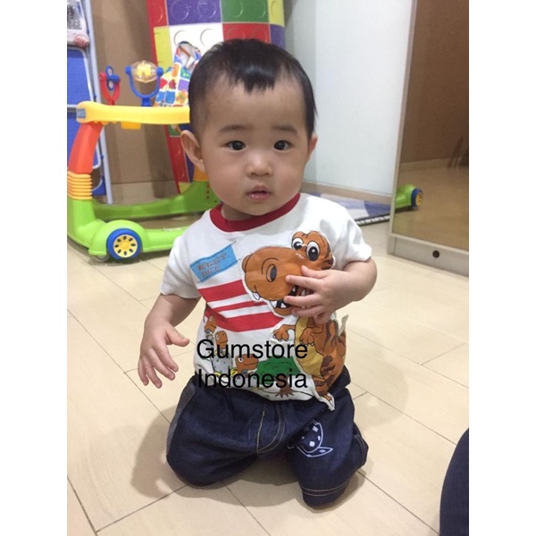 Setelan Baju Celana Anak Gambar Dino Dinosaurus Timbul Lucu Gumkids Art Gum5010