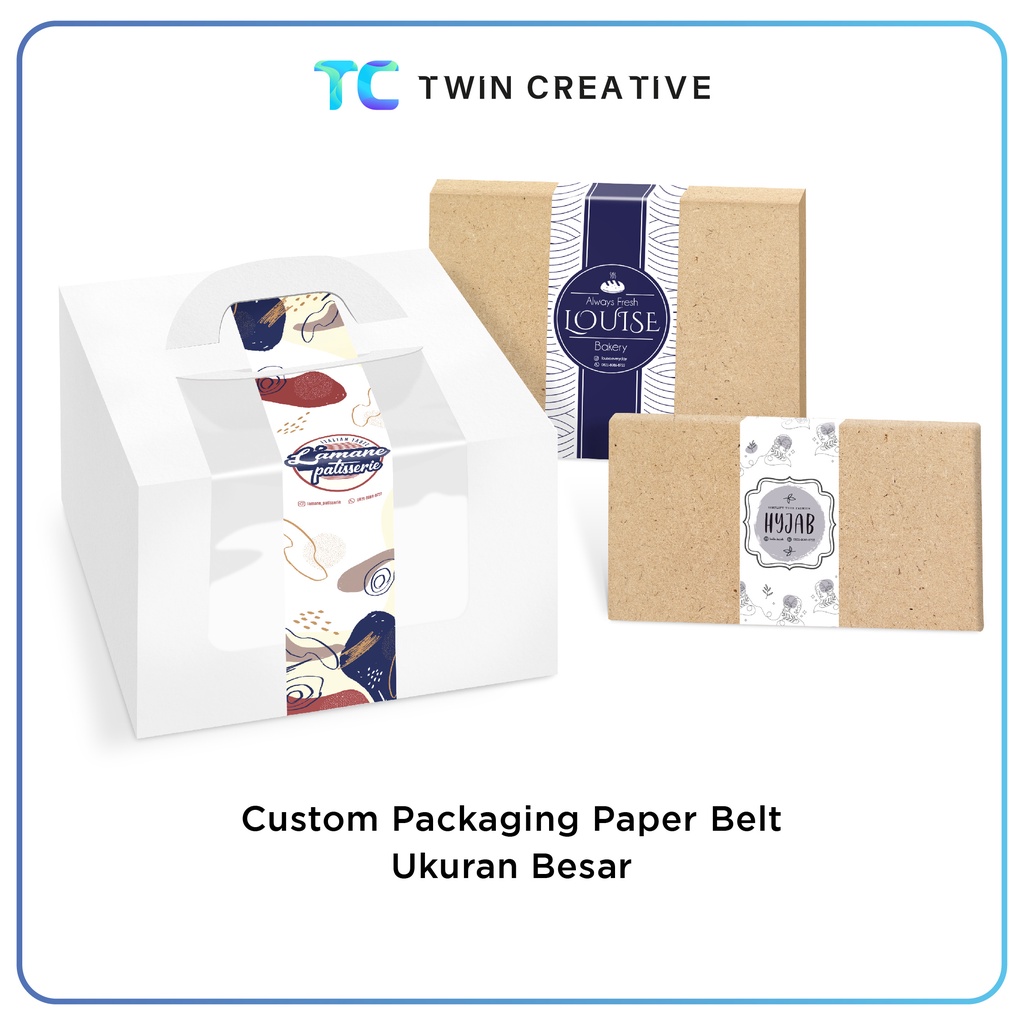 

Custom Label Hampers Packaging Sleeve Makanan Segel Box Kemasan Kotak Kue - Paper Belt Besar