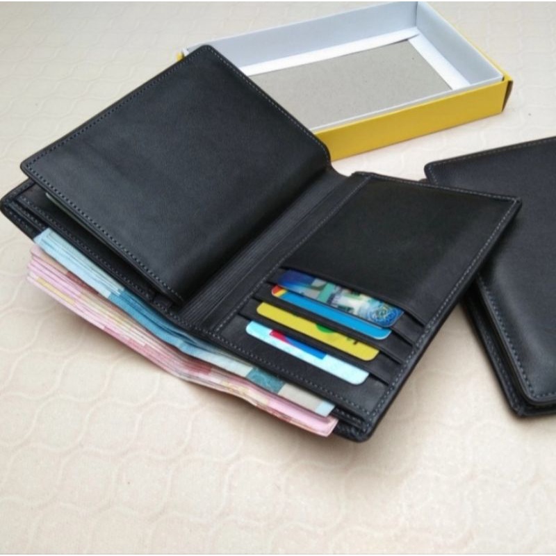 Dompet kulit asli pria wanita model new 3 per 4/medium WARNA HITAM