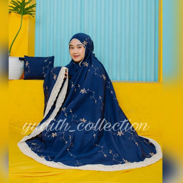 ☾ Mukena Dewasa Bordir Bunga Serangkai - Mukena Jumbo - Mukena Katun Bordir - Mukena Traveling ブ
