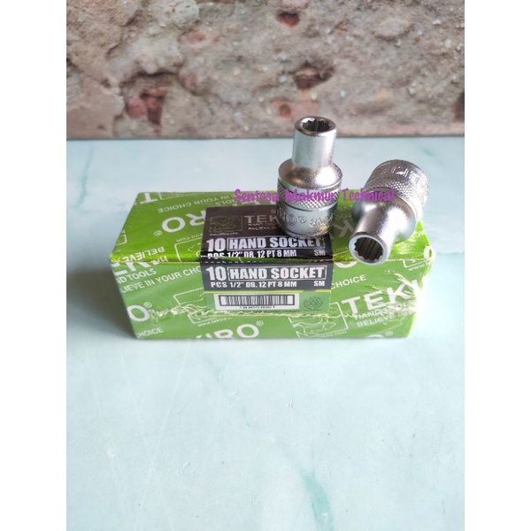 TEKIRO 1/2&quot; 8 MM Mata Kunci Sock Sok Socket Shock 8mm 6PT 12PT