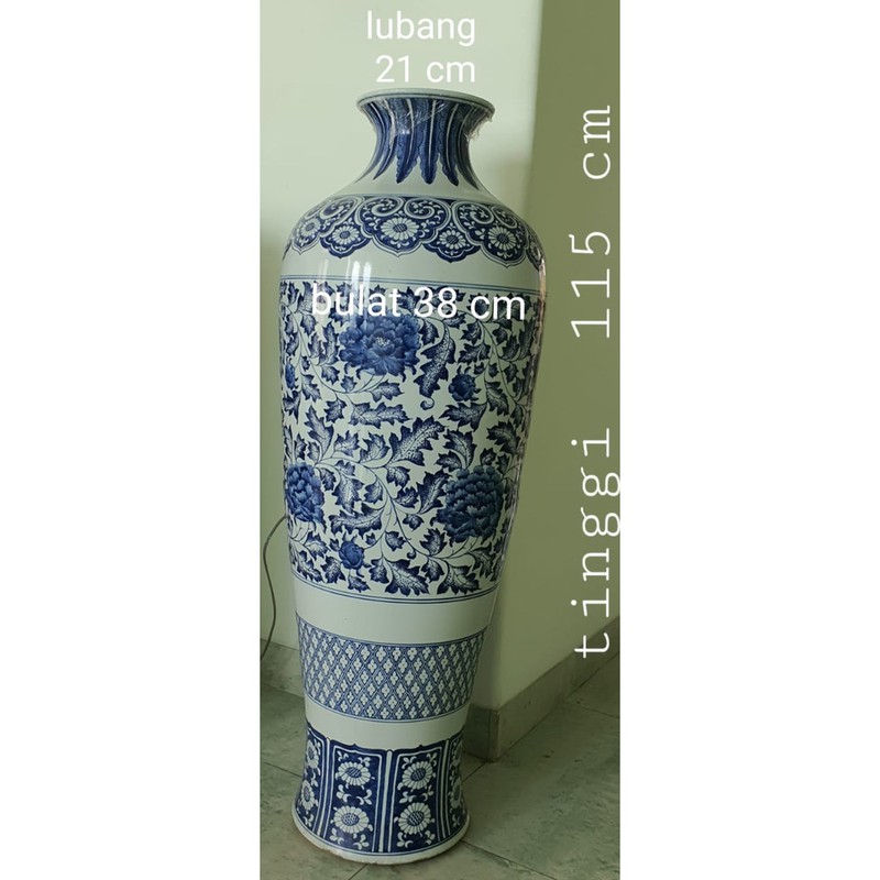 GUCI ANTIK GUCI KERAMIK IMPORT MOTIF BUNGA BIRU