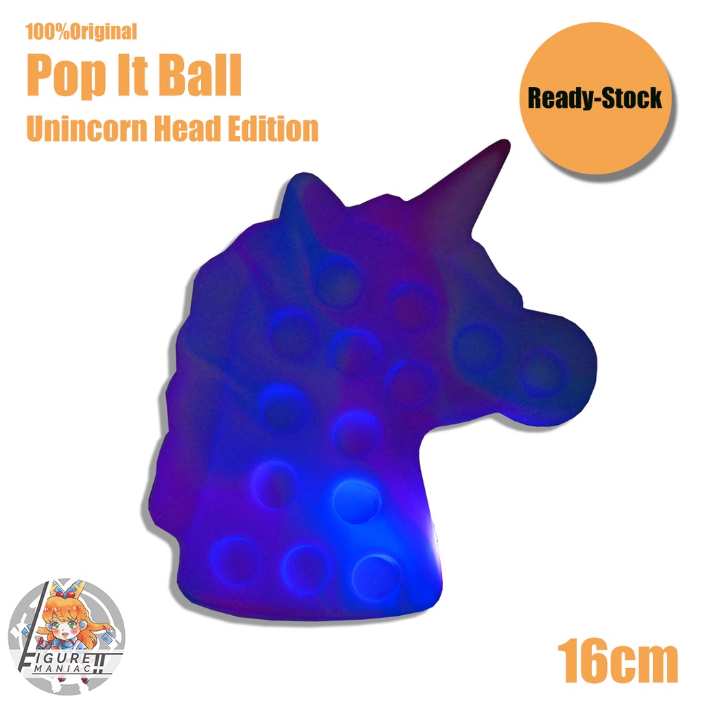 Pop It Ball - Unicorn Head Edition 16 Cm Squishy Mainan Anak