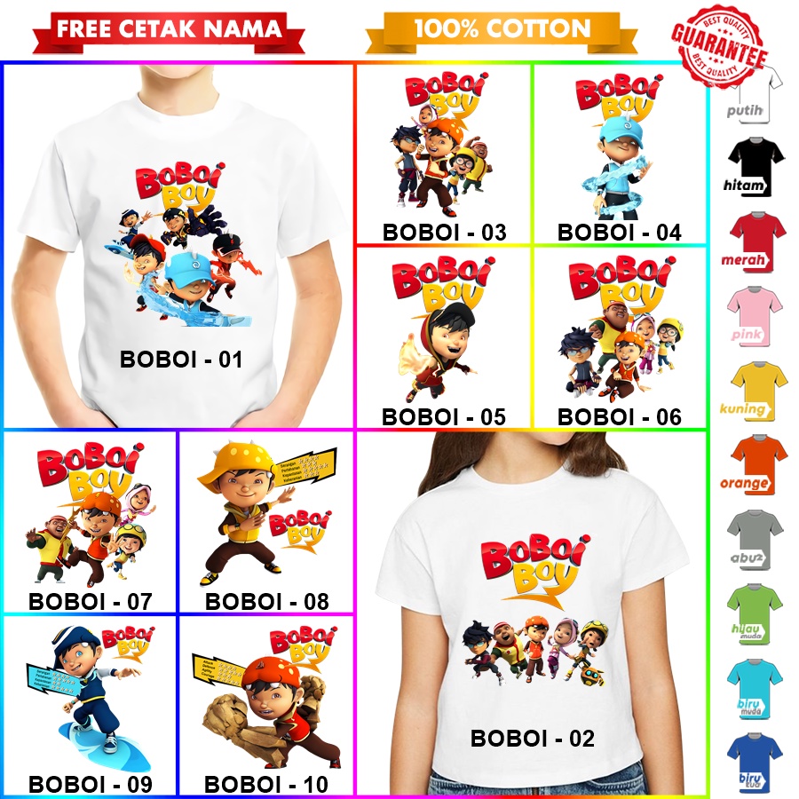 [FREE NAMA!!] Baju Kaos COUPLE  ANAK DAN DEWASA BOBOIBOY BOBOBOI BANYAK MOTIF