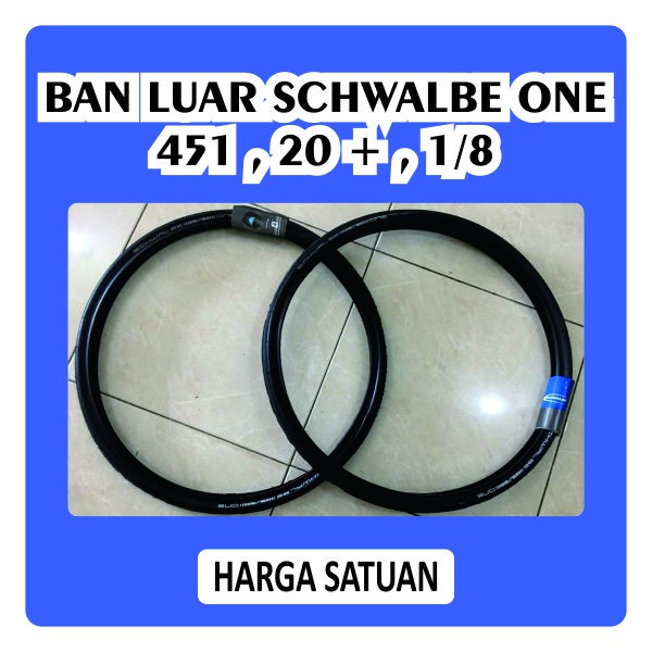 Ban Luar Tire Schwalbe One 451 Alias 20x1 1-8 atau 22 Inch Hitam Black 1 8 1 per 8 20 Plus