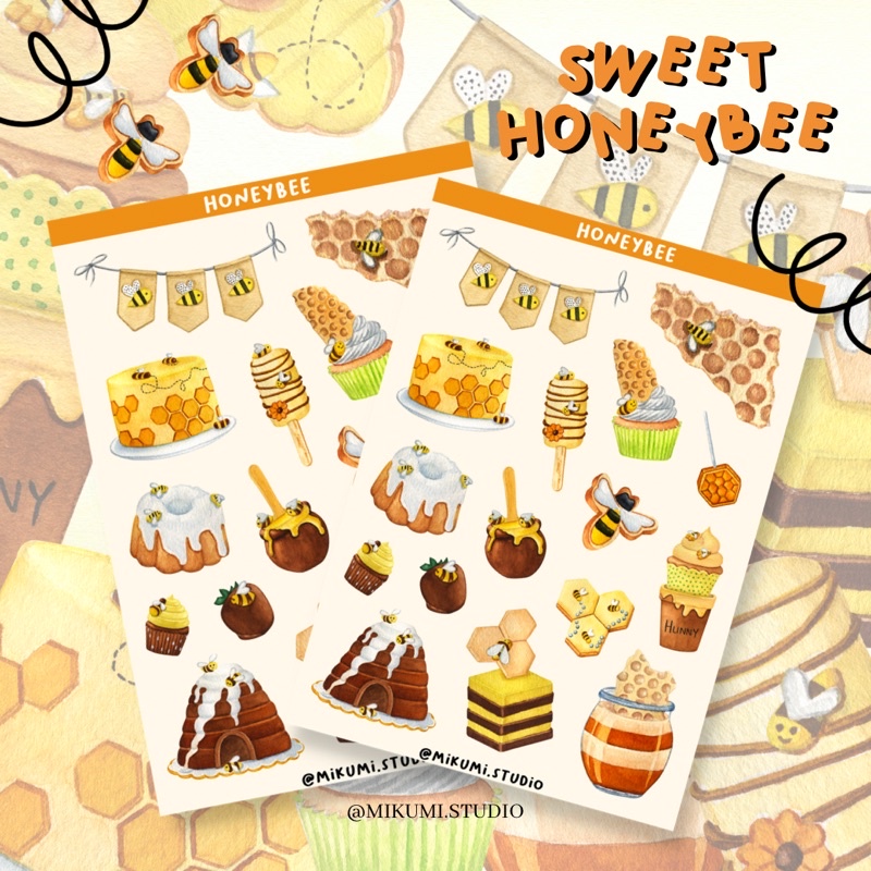 

[MIKUMI] Honeybee Sticker Sheet | Doff Sticker | Kiss Cut sticker | Deco sticker | Journaling Kits | Bujo Kits | Planner Sticker | Stiker Planner | Sticker Lucu | Sticker Planner | Sticker Bujo | Deco Kit | Scrapbook Sticker