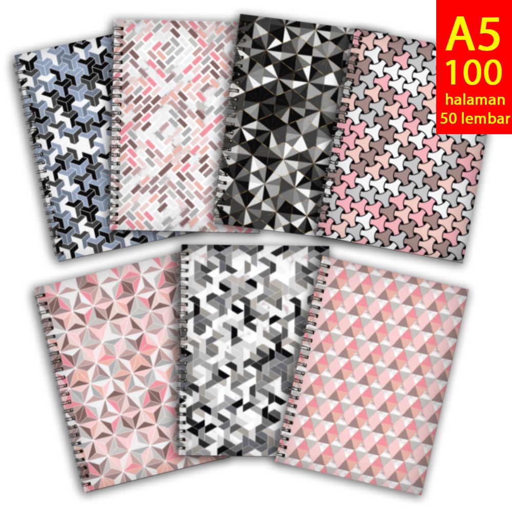 

Notebook A5 Spiral Buku Tulis Catatan motif Geometri