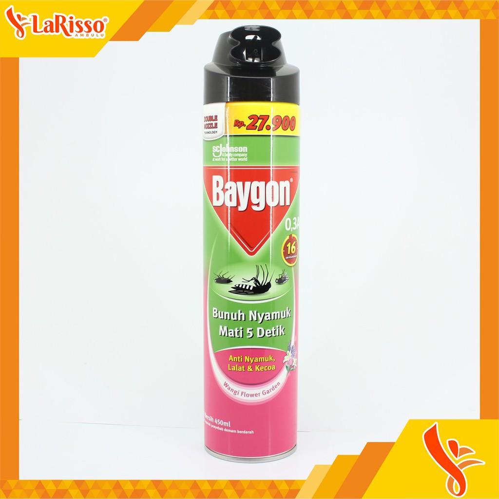 BAYGON AEROSOL OBAT ANTI NYAMUK, LALAT&KECOA SEMPROT 450ML FLOWER GARDEN
