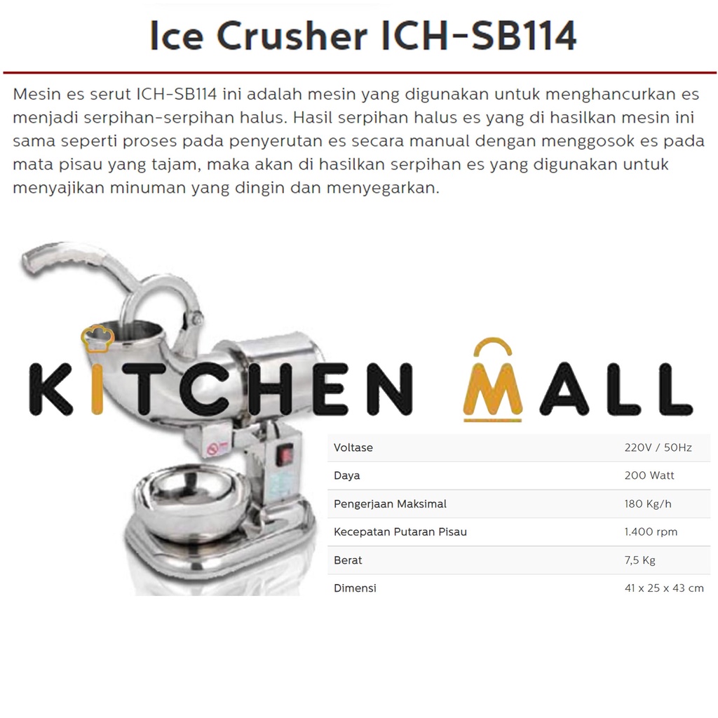 FOMAC ICH-SB114 Mesin Penghancur Es - Mesin Es Serut - Mesin Es Taiwan