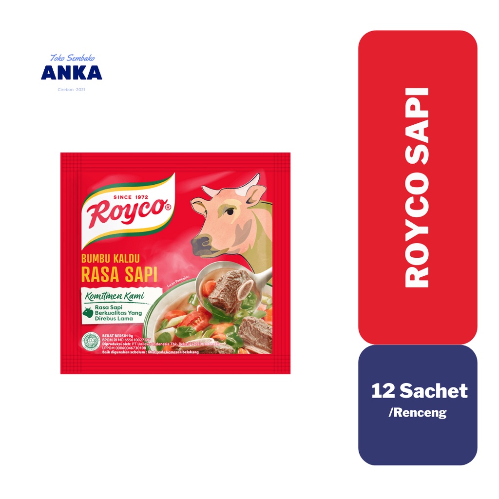 

Royco Bumbu Penyedap Makanan Rasa Kaldu Sapi 12Pcs x 8Gram