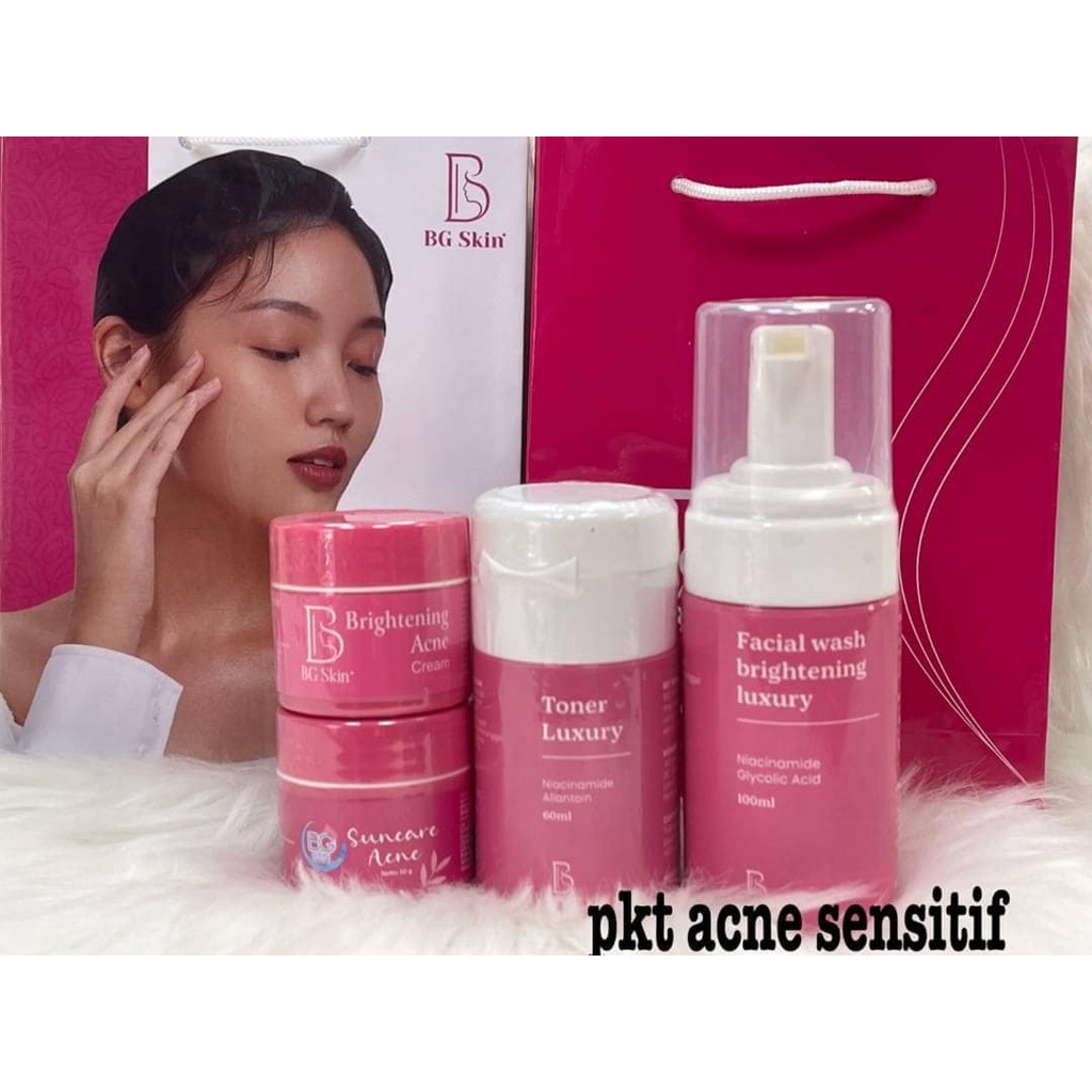 Beauty Glow BG Skin Acne Sensitif paket perawatan lengkap untuk kulit jerawat yang sensitif / Paket 