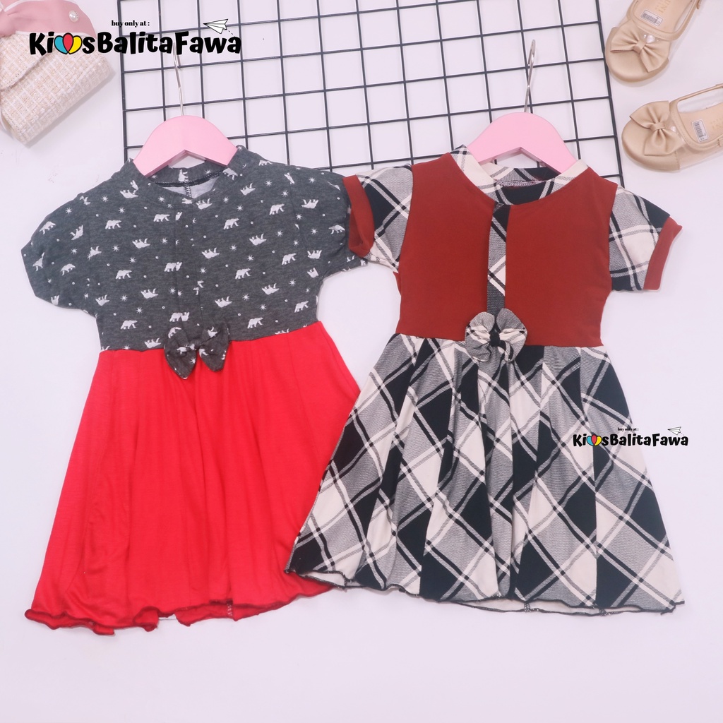 Dress ABC uk 1-2 Tahun / Baju Pita Kaos Adem Grosir Dres Anak Perempuan Batik Lucu Lengan Murah