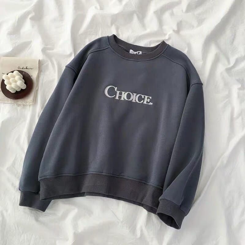 CHOICE BORDIR SWEATER UNISEX FLEECE TEBAL TERBARU'