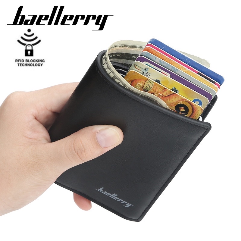 Dompet Kulit Pria Dompet Kartu &amp; Uang Rfid Ada Boxnya Baellerry K9112