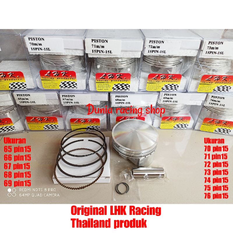 Piston LHK 58 58.5 59 60 61 62 63 64 65 66 67 68 69 70 71 72 73 74 75 76 77 78 79 80 pin 15 Original LHK Thailand 1set ring seher