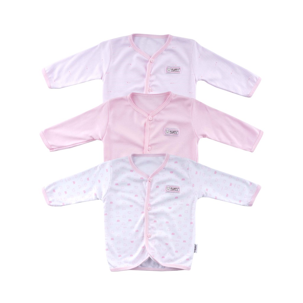 Baju Bayi Fluffy Size S (3-6 Bulan) Pink Series Isi 3 Pcs