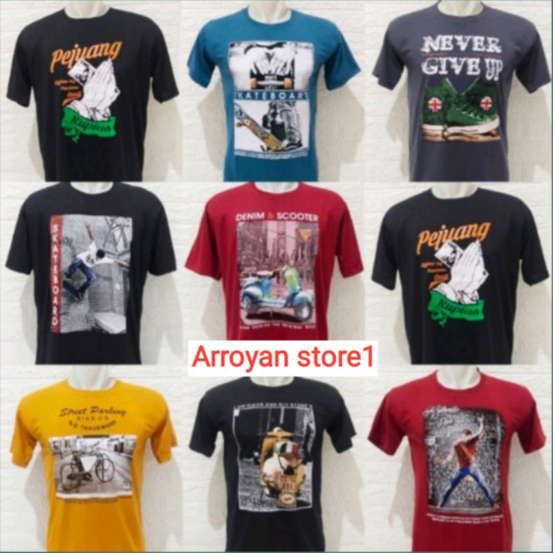 Kaos katun premium paket 4 pcs random