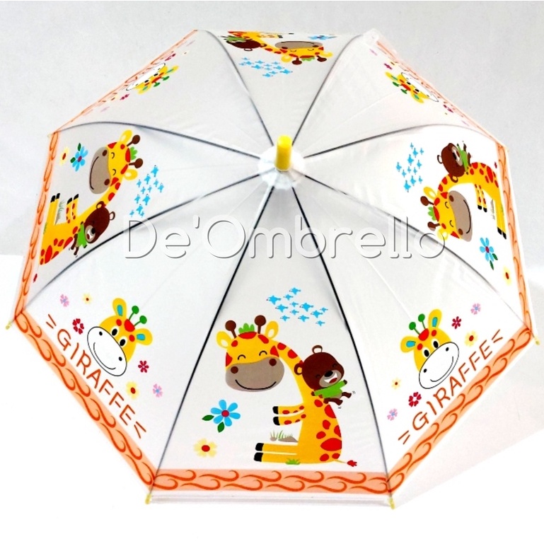 (007D)PVC Payung Anak Motif Cute Animals Dasar Doff