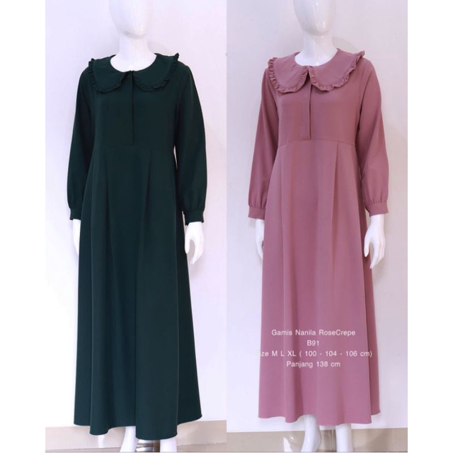 Gamis nanila B91 // rosecrepe  polos // gamis rumahan best seller