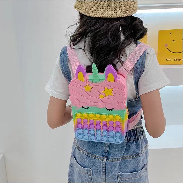 GOMART - Tas Ransel Pop It Unicorn Jumbo - Tas Ransel Sekolah Anak Karakter Unicorn Lucu - Tas Pop it Jumbo Model Terbaru - BK19