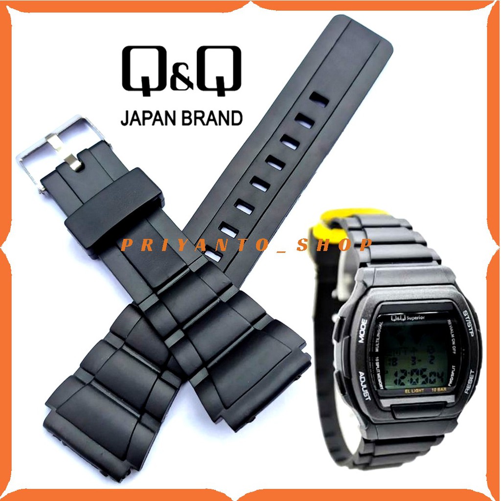 STRAP TALI JAM TANGAN QQ QnQ Q&amp;Q DATABANK SUPERIOR MMW3P101Y HITAM RUBBER