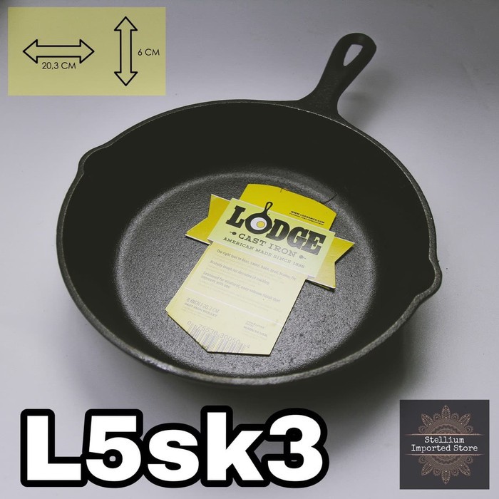 Lodge Cast Iron Pan Skillet 8 Inch 20.3 cm Cast Iron Skillet - L5sk3