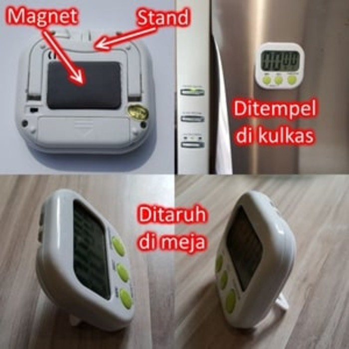 Digital Kitchen Timer Alarm Dapur Masak Clock Stopwatch