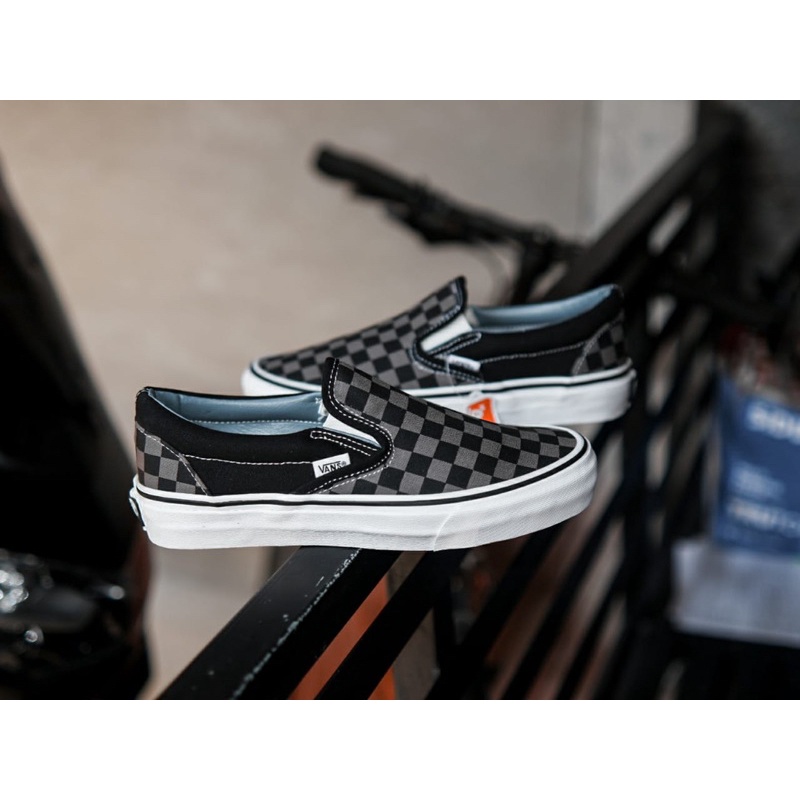 SALE DISKON! V4NS SLIP ON PEWTER CHECKERBOARD 100% ORIGINAL BNIB