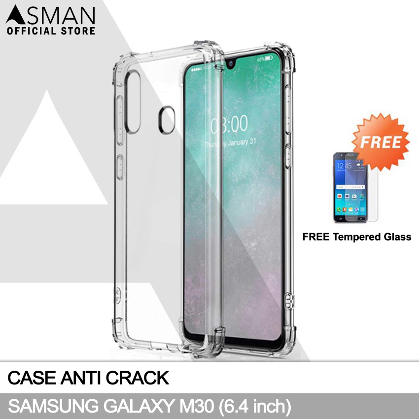 Anti Crack Samsung Galaxy M30 (6.4&quot;) | Soft Case Anti Bentur + FREE Tempered Glass