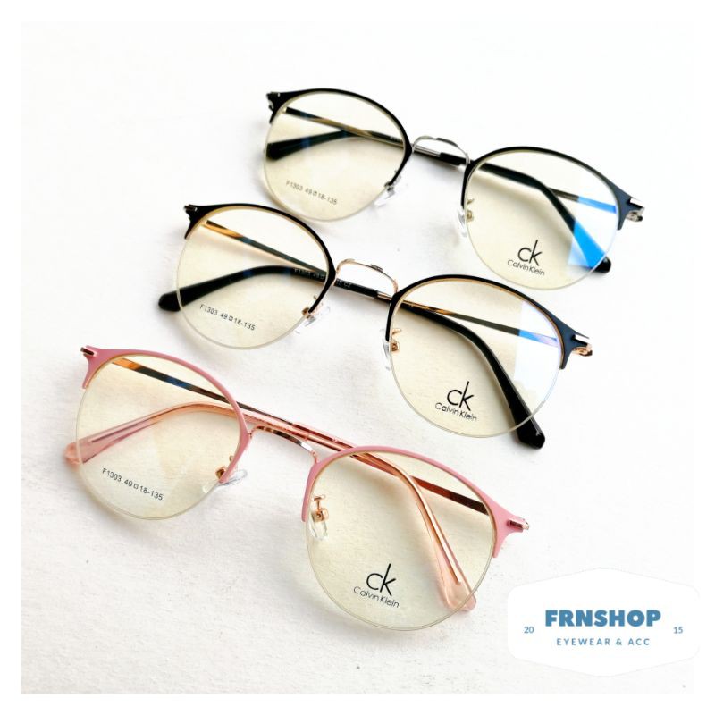 Paket Kacamata Bulat Frame Half Rimmed + Lensa Antiradiasi Minus Pria Wanita Keren Murah