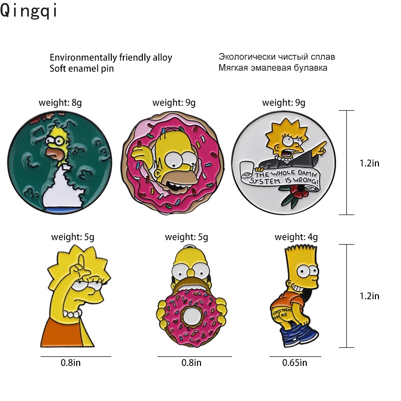 Bros Pin Enamel Desain Kartun Bart Simpson Lisa Homer TV Show Humor Untuk Hadiah Penggemar