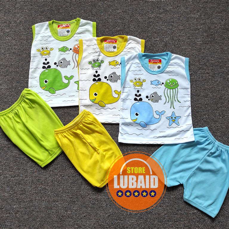 [SPY-DN05] LUBAID STORE, [TERMURAH, ORI] Setelan Baju Bayi 3-18 Bulan D’NOORFA, DNOORFA Kaos Kutung-1