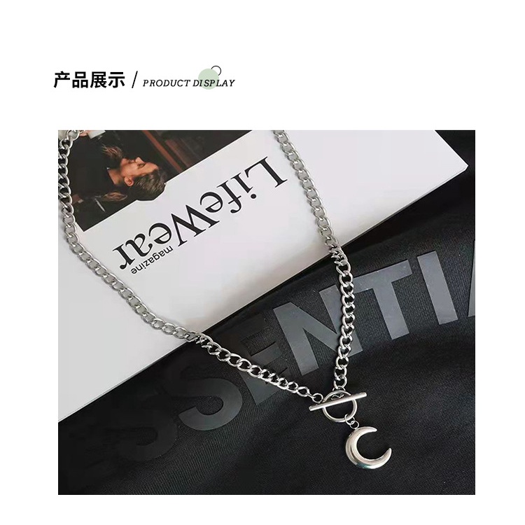 In Harajuku PL gesper moon pendant kalung untuk pria dan wanita gaya yang sama ins retro Gothic rant