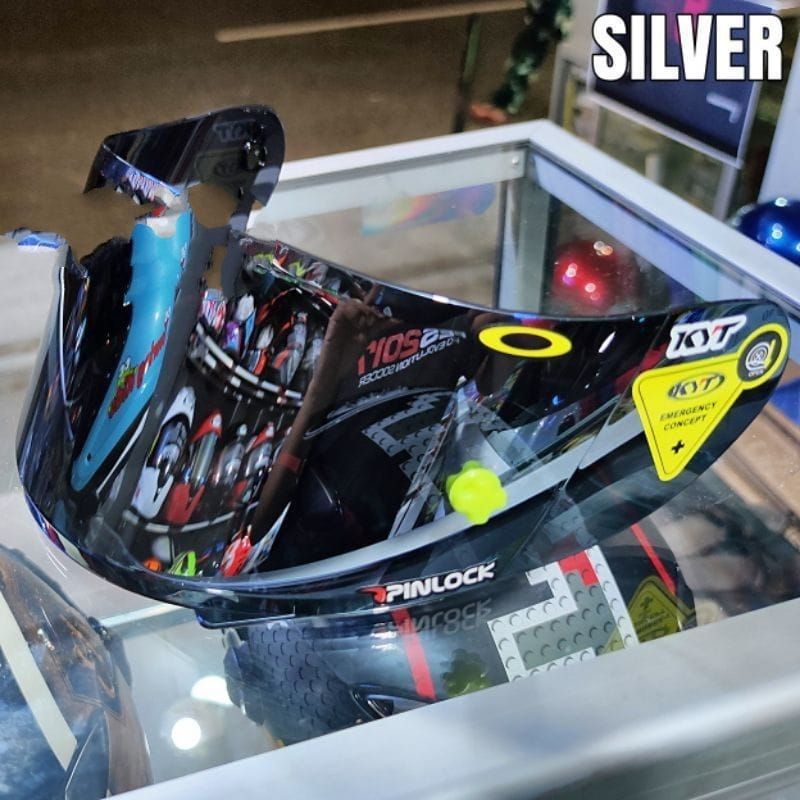 Kaca Visor FLAT KYT R10 RC7 K2R K2RIDER K2 RIDER MDS VICTORY V2R iridium Silver Blue Gold Hitam Light Smoke Bening Pelangi