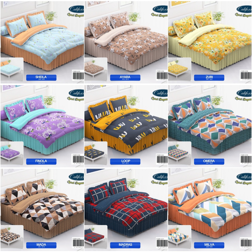 California - Bed Cover SET SPREI RUMBAI King (180x200) Terlaris pilihan