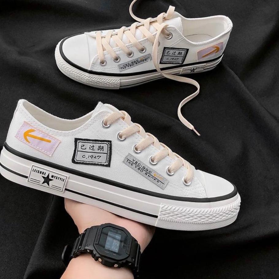 ✅ Paling aman❤ Sepatu Sneakers Sport Canvas Korea Wanita Import Original YBO Shoes Putih