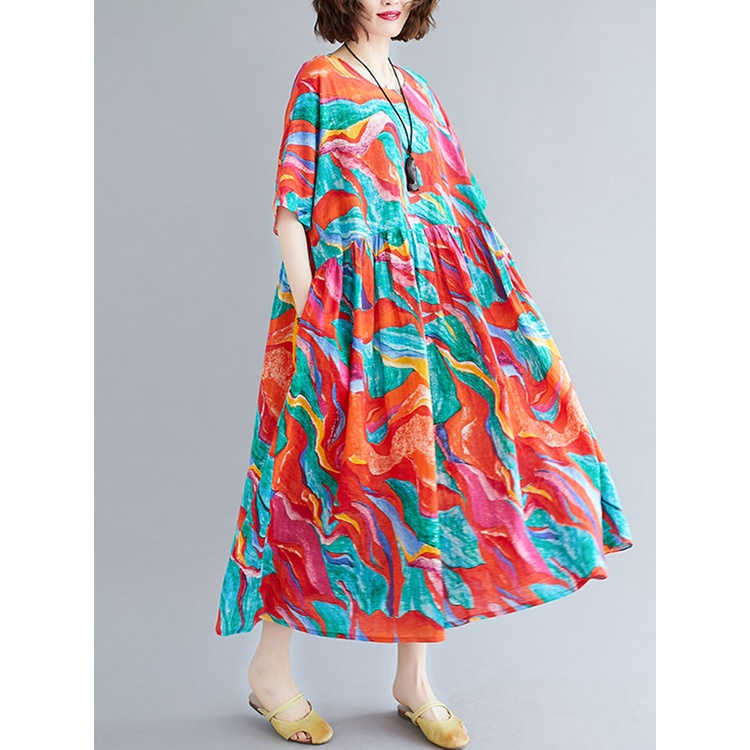 PIANO DRESS  TIPIS -OVERSIZED SUMMER DRESS MOTIF ABSTRAK PREMIUM TERBARU