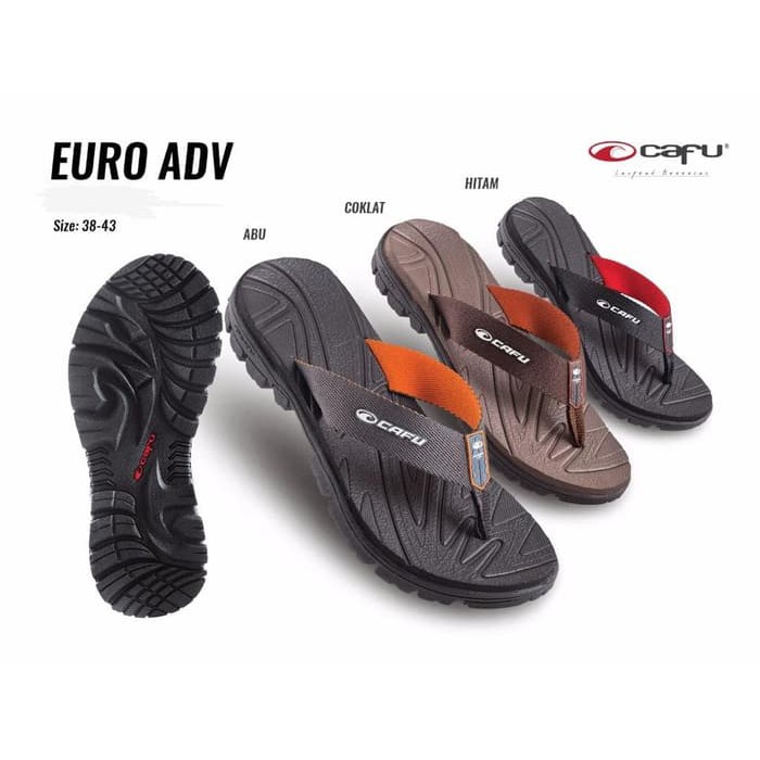 Terlaris | CAFU EURO ADV Sendal Sandal Jepit Casual Pria Cowok MEN Original - Abu-abu 42 Elegan