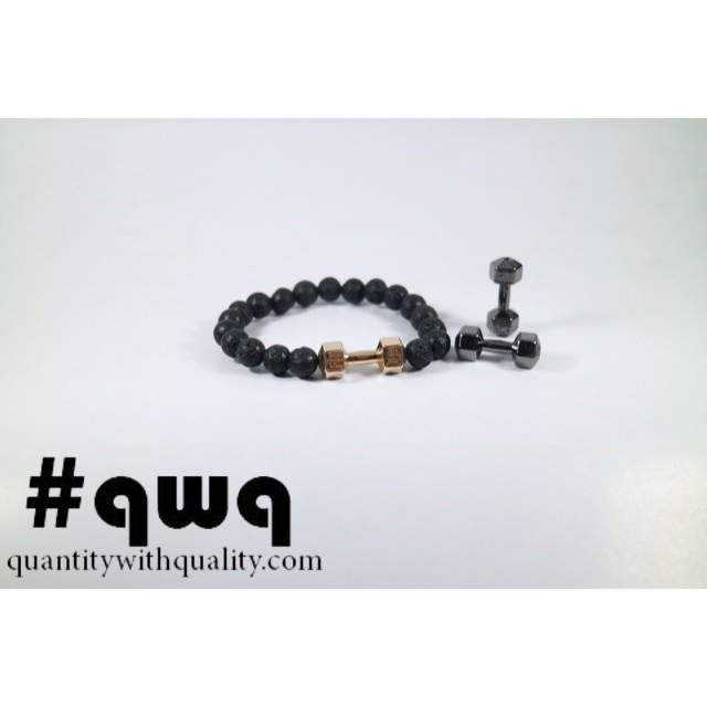 gelang batu lava stone dumbell gym pria wanita karet bangle yoga