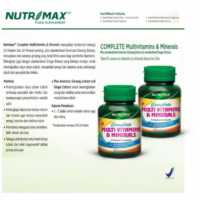 NUTRIMAX COMPLETE MULTIVITAMIN &amp;  MINERAL 60 CAPSUL  #original