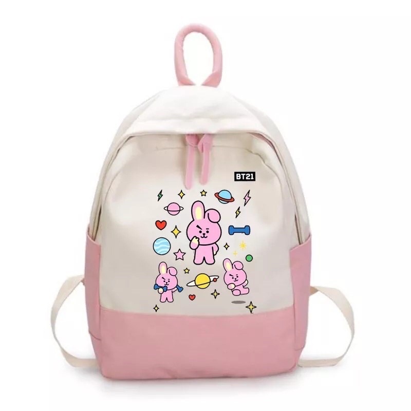 TAS RANSEL ANAK SEKOLAH BT21 MOTIF EMOTIC BUNNY MUAT LAPTOP